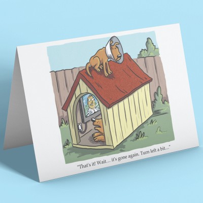 Dog Satellite Dish Greetings Card
