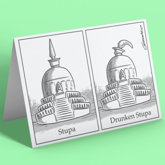 Drunken Stupa Greetings Card