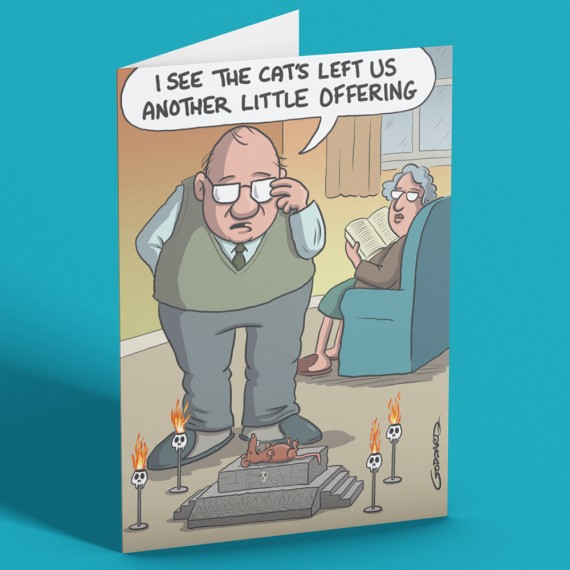 Cat Offering Greetings Card