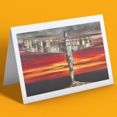 The Angel Of The North At Sunset by Hadrian Richards Greetings Card