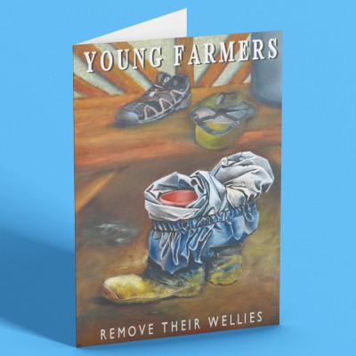 Young Farmers Remove Their Wellies by Hadrian Richards Greetings Card