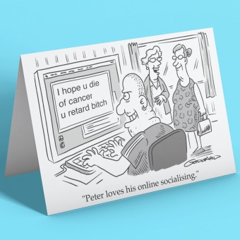 Peter Loves His Online Socialising Greetings Card