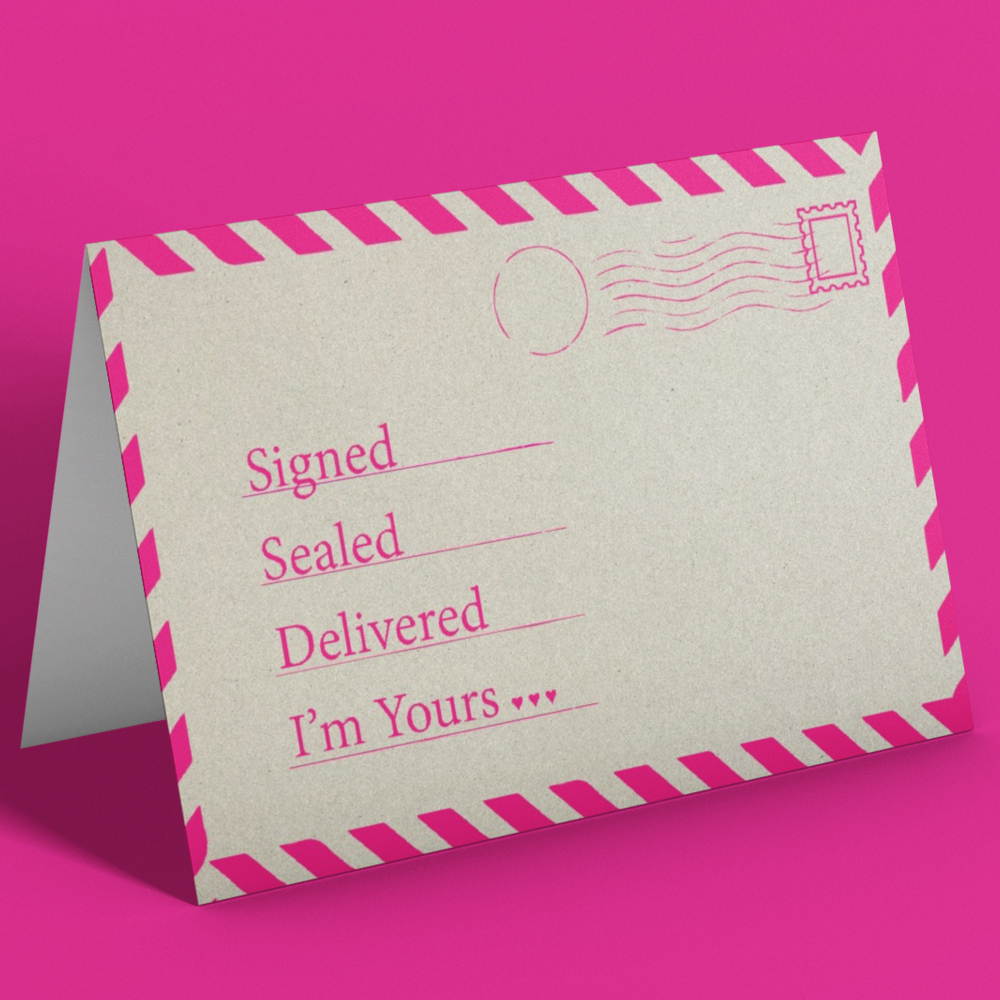 Signed, Sealed, Delivered, I'm Yours Greetings Card RedMolotov