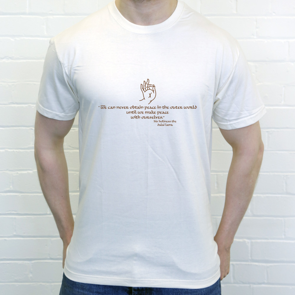 New Peace Dalai Lama Symbol Men's White T-Shirt Size S to 3XL