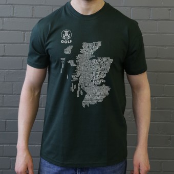 Scottish Golf Typography Map T-Shirt