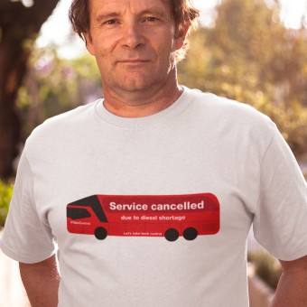 Service Cancelled Due To Diesel Shortage (Brexit Bus) T-Shirt