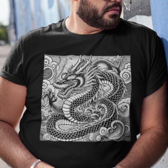 Japanese Dragon Woodcut T-Shirt