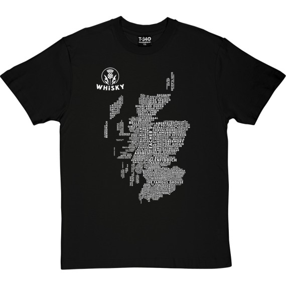Scottish Whisky Typography Map T-Shirt
