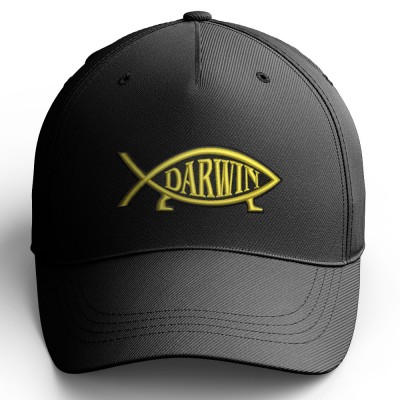 Darwin Fish Embroidered Baseball Cap