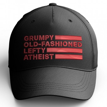 Grumpy Old-Fashioned Lefty Atheist Embroidered Baseball Cap