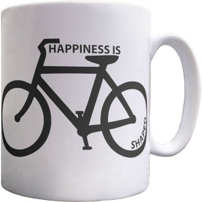 Happiness is Bicycle Shaped Ceramic Mug
