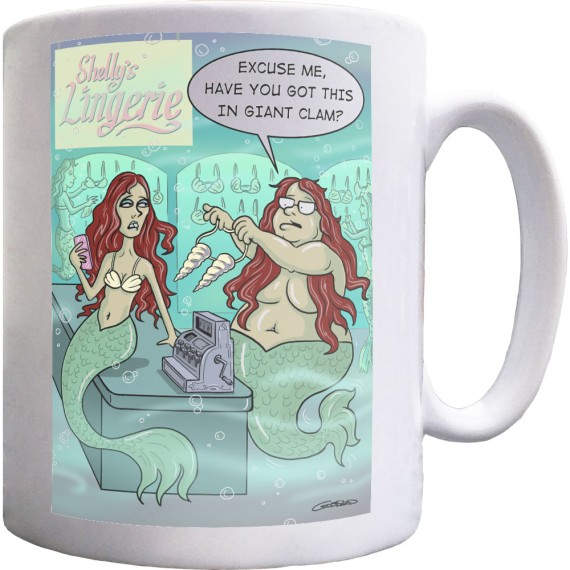 Mermaid Buying A Bra Ceramic Mug