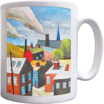 The Red Door In A Northern Scene by Hadrian Richards Ceramic Mug