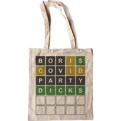 Boris, Covid, Party, Dicks Wordle Tote Bag