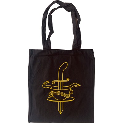 Death Before Decaf Tote Bag
