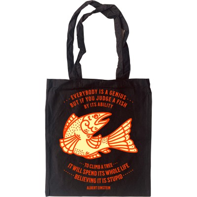 Albert Einstein "Fish" Quote Tote Bag