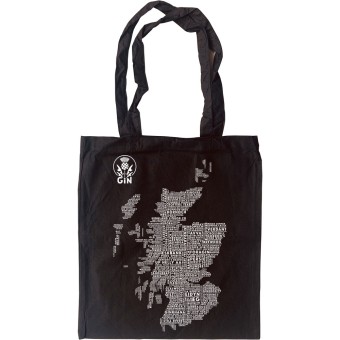 Scottish Gin Typography Map Tote Bag
