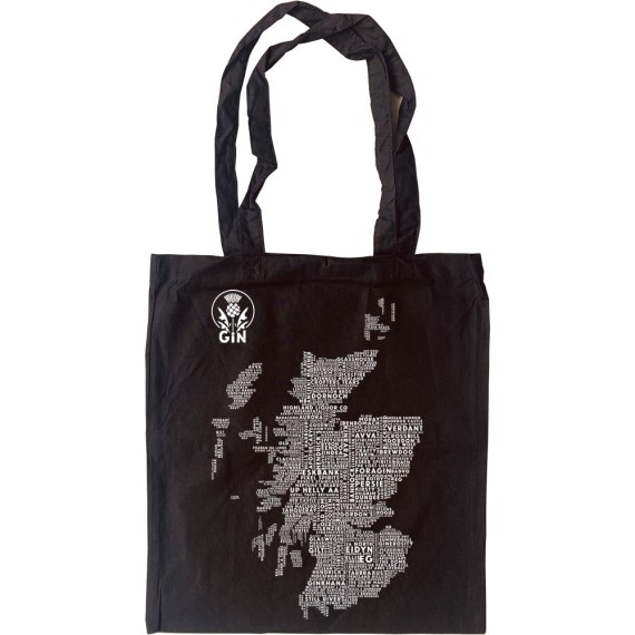 Scottish Gin Typography Map Tote Bag