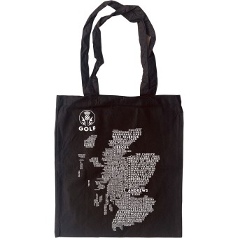 Scottish Golf Typography Map Tote Bag