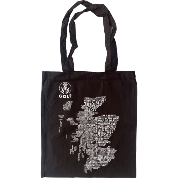 Scottish Golf Typography Map Tote Bag