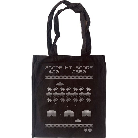 Space Invaders Knitting Pattern Tote Bag