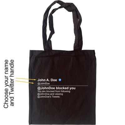 Personalised Twitter Blocked Message Tote Bag