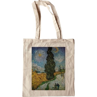 Van Gogh "Road with Cypress and Star" Tote Bag
