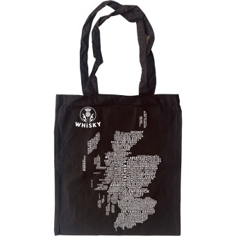 Scottish Whisky Typography Map Tote Bag