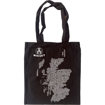 Scottish Whisky Typography Map Tote Bag