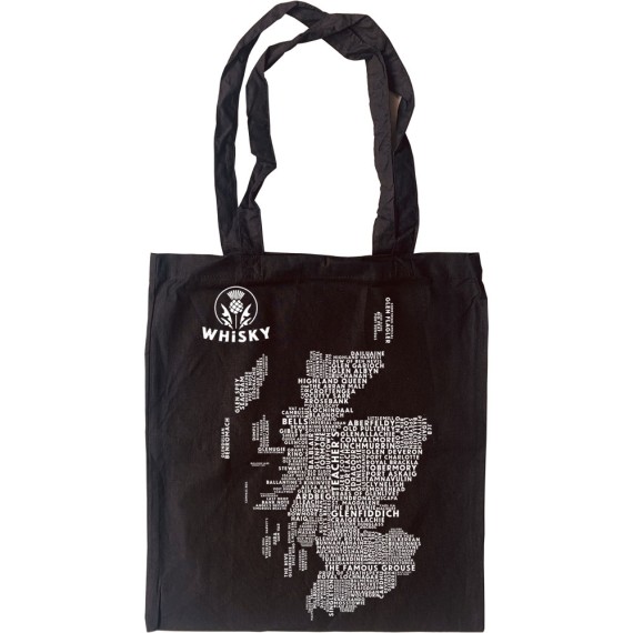 Scottish Whisky Typography Map Tote Bag