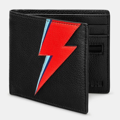 Lightning Bolt Black Leather Wallet